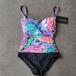 Gottex Ruched Women's Canary Multicolor Convertible One-Piece Swimsuit S…